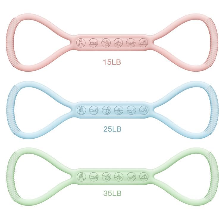 2025 Upgraded Figure 8 Resistance Band for Physical Therapy, Shoulder Back Arm Exercise Bands, 3 Resistance Levels for 15 25 35lb for Kids Adult Elderly 15LB+25LB+35LB