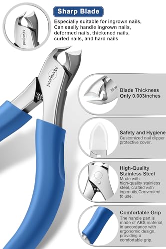 Nail Clippers Toenail Clippers for Seniors Thick Toenails, Heavy-Duty Toenail Clippers, Adult Thick Toenail Long Handle,Aluminum Storage Box (Blue)
