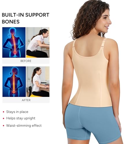 Nebility Waist Trainer for Women Corset Shapewear Waist Cincher Tank Top Medium Beige