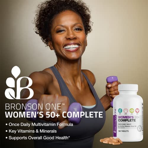 Bronson ONE Daily Women 50+ Complete Multivitamin Multimineral, 90 Tablets | Once-Daily, Targeted Nutrition For Active Women Over 50, Non-GMO, Gluten-Free, Soy-Free 90 Count (Pack of 1)