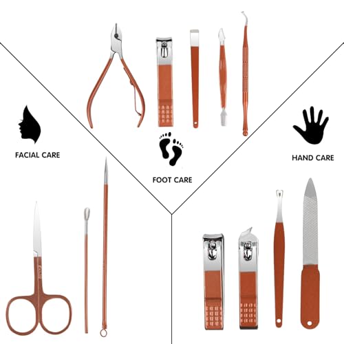 Manicure Set Personal Care, Nail Clipper Kit, Professional Nail Clipper Pedicure Set, Nail Tools with Luxurious Travel Case, Gifts for Men Women Family Friend, 16 Pieces (Pink) Pink