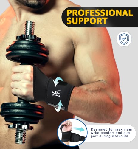 HiRui Wrist Brace 2 Pack - Pain Relief for Arthritis, Tendonitis, Carpal Tunnel | Durable Wrist Wraps Support for Weightlifting Powerlifting Bodybuilding CrossFit Tennis | One Size Adjustable (Black) Black