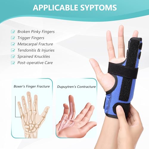 Boxer Fracture Splint, Pinky Finger Splint, Adjustable Two Finger Brace for 4th or 5th Finger, Metacarpal Splint Hand Brace for Arthritis Fracture Broken Mallet Dislocated Trigger Finger(XS) XS