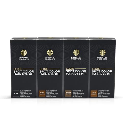 Parallel Products - Luxe Color (Medium Brown) - Cream Hair Dye - 25mL - Tint for Professional Spot Coloring - With Cream Developer, Mixing Dish and Application Brush - Covers Grey Hair - Root Touch Up Medium Brown