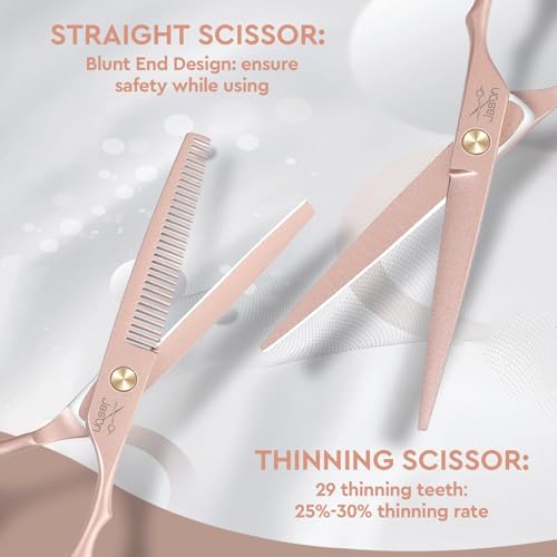 JASON Hair Cutting Scissors Set - 10-Piece Thinning Shears RoseGold 6"