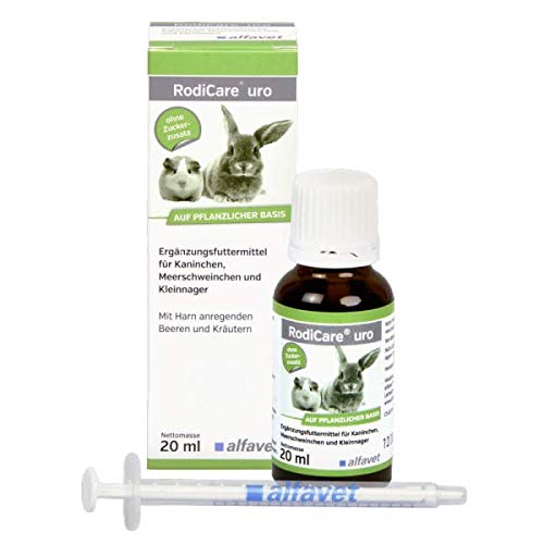 alfavet RodiCare URO | Double pack | 2 x 20ml | Supplementary feed for rabbits, guinea pigs and small rodents | With urine-stimulating berries and herbs - BeesActive Australia