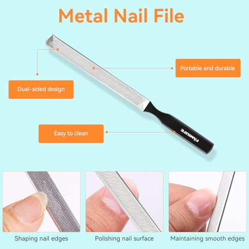 Pedicure Tool Kit and Ingrown Toenail Removal Kit, 3-Piece Set with Nail Nipper, Metal Nail File, and Fingernail Lifter for Thick, Ingrown Fingernail Removal Black 3 Pcs