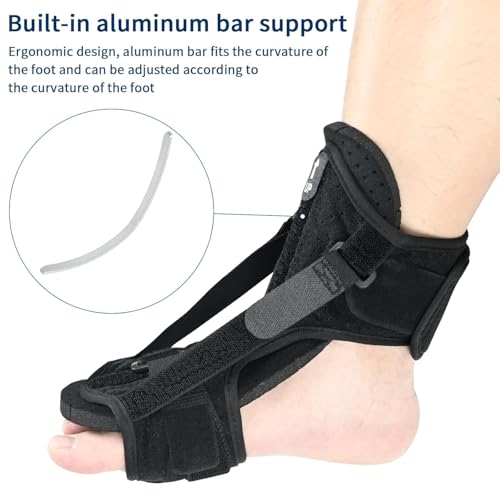 Plantar Fasciitis Night Splint Boot, Adjustable Night Splint for Plantar Fasciitis, Foot Drop & Heel Spur Pain Relief Day & Night for Men and Women (Black) Black