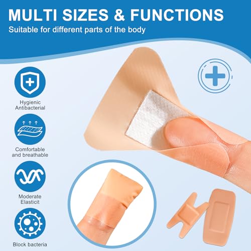 Bandages Variety Pack - 800 Pcs Assorted Bandages Bulk, Large Adhesive Fingertip Bandage, Waterproof Bandage Breathable for First Aid and Protect Wounds (10 Styles) 800 Count (Pack of 1)
