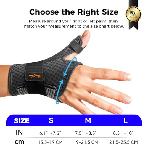 Medical-Grade Pain Relief Thumb Spica Splint, Right/Left Hand Thumb Brace Fit both hand-M