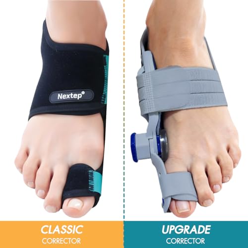 Upgrade Bunion Corrector for Women Big Toe & Men – Adjustable Knob Correction Pair, Big Toe Straightener & Toe Separators with Heel Strap, Extra Silicone Pads & Bonus Shoe Inserts