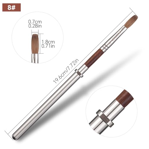 KADS Acrylic Nail Brush with Penholder Nail Brush for Acrylic Application-Oval Shaped Powder Nail Design Tools for Professional Manicure DIY Home Salon (8#)