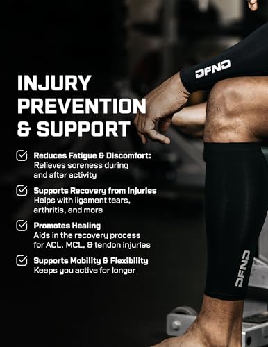 DFND Unisex Active Ax Compression Calf Sleeve (2 Pack) – Black – X-Large
