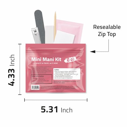 Mini Mani Kit – Disposable Manicure Set with Nail Clipper, File, Buffer, Cuticle Stick, Remover Pad & Alcohol Wipe – Single-Use Nail Care Kit for Travel, Events, or Bulk Hygiene (Regular, 3, Count) Regular