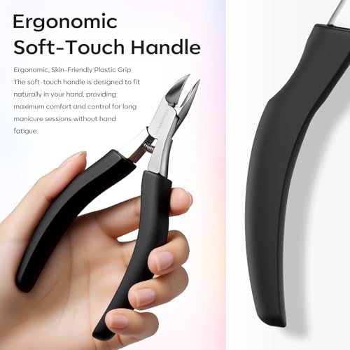 FAMILIFE Toe Nail Clippers for Thick Toenails, Professional Stainless Steel Ingrown Toenail Clippers, Sharp Durable Blades Pedicure Tools with Non-Slip Plastic Handle for Salon & Home Use Black 1 Pcs