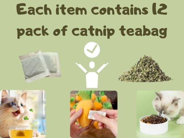 Carrot Catnip Cat Toys, Interactive Feather Cat Toys for Indoor Cats, Cat Puzzle Toys for Boredom and Mental Stimulation, 12 Squeaky Carrots with Treat Pockets and 12 Catnip Tea Bags Carrot Puzzle + Catnip - BeesActive Australia