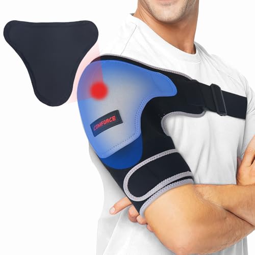 Adjustable Shoulder Brace with Removable Gel Ice Pack + Plantar Fasciitis Night Splint Sock, Adjustable Plantar Fasciitis Brace