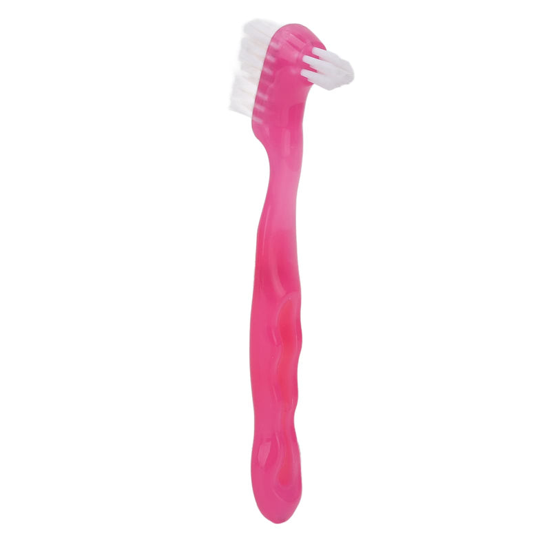 HURRISE Denture Brush, Denture Toothbrush False Teeth Brush, False Teeth Brush, Dirt Removal, Plaque Removal Ergonomic Double Sided Soft Hair Portable Professional () Pink