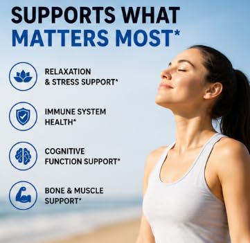 Magnesium Glycinate Pro, 90 Capsules | Vitamin D3 5000 IU, K2 MK-7, Vitamin E & Aloe Vera, Advanced Absorption for Relaxation, Immune & Cognitive Support