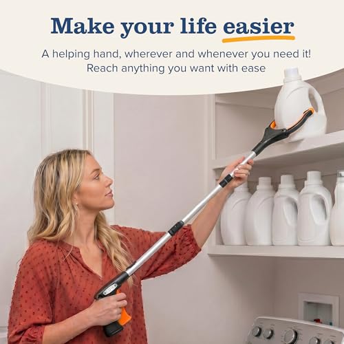 EZPIK Pro 43" Foldable Grabber Reacher Tool for Seniors - Grabbers for Elderly Reaching Tool Heavy Duty Pickup Trash Picker Upper Equipment - Claw Grabber Stick for Reaching Aids, Weed Gripper 43" - 1 PK Silver