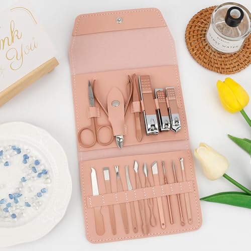 Nail Clipper Set 16 in 1,Valentines Day Gifts for Him,Manicure Kit,Nail Clipping Tools Portable Travel Grooming Kit,Stocking Stuffers for Adults Under 10 Dollars for Men Women Classic1