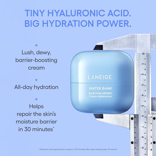 LANEIGE Water Bank Blue Hyaluronic Cream Moisturizer: Hydrating Korean Face Cream with Squalane & Ceramide for Skin Barrier Support, Dermatologist-Tested 1.6 oz. / 50 ml: Full Size