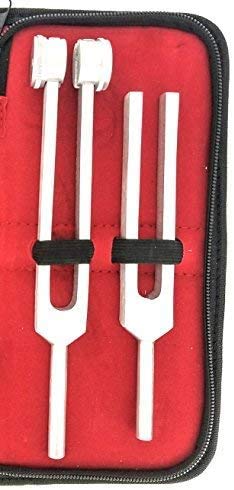 SurgicalOnline Percussion Taylor Reflex Hammer + C 128 & C 512 Tuning Forks + Bandage Scissors + Pupil Gauge Pen Light in Carrying Case - 6-Piece Set (Black)