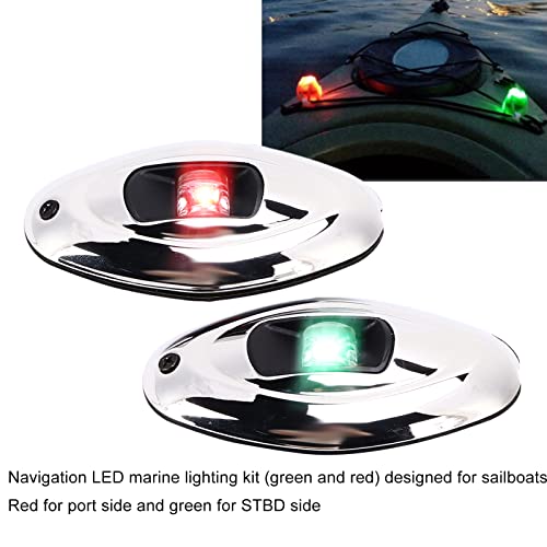 Evgatsauto Boat Navigation Light, 316 Stainless Steel Rubber Pad Bow Light Led Green Red Ip66 1 Nautical Mile Visibility Sailing Lamp, For Pontoons Yachts
