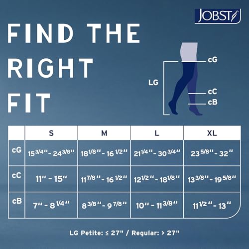 JOBST Relief 20-30 mmHg Thigh High Compression Stockings with Silicone Band, Open Toe Petite Beige Medium