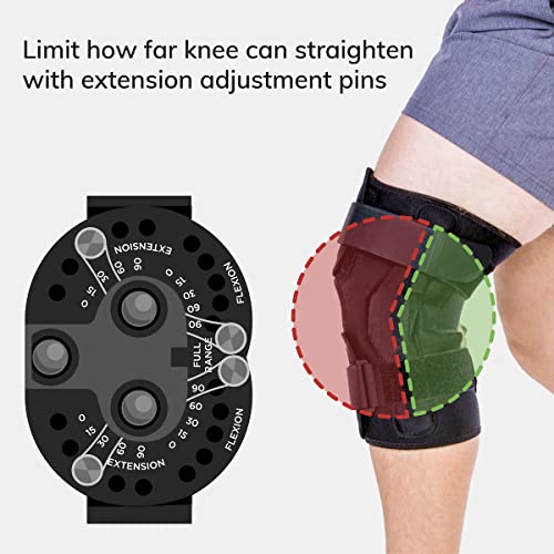 BraceAbility Torn Meniscus ROM Knee Brace - Hinged Post Surgery Support with Flexion Extension Control for Hyperextension and Locking Treatment, Ligament PCL or ACL Tears, Osteoarthritis Relief (M) M