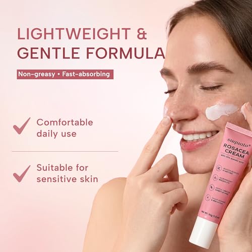 suquato 10% Azelaic Acid Cream – Rosacea Treatment for Face & Redness Reducing Face Cream – Redness & Blemish Care for Sensitive Skin – Lightweight Daily Use 30g 1 Fl Oz (Pack of 1)
