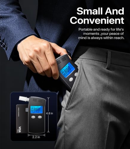 Breathalyzer, 2026 Upgraded Alcohol Breathalyzer Tester with LCD Display, Portable Personal Breathalyzer for Home and Travel Use (Includes 10 Mouthpieces) (Black) Black