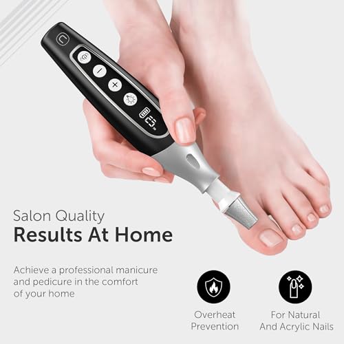 UTILYZE PediLux Pro Professional Manicure Pedicure Kit, Thick Toenail Grinder, Cordless Electric Nail File Drill, Toe Nail for Dremel Tool, Filer, Sander, Remove Callus for Humans, Men, Women, Seniors