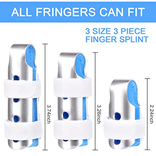 Finger Splint, 7PCS Finger Support Brace Finger Stabilizer for Broken Fingers Straightening Arthritis Knuckle Immobilization, Blue & Black