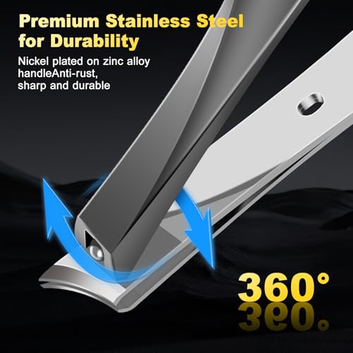 Ingrown Nail Clippers, Slanted Blade Toenail Clippers for Ingrown & Thick Toenails, Professional Non-Slip Toe Nail Cutter, Angled Nail Clippers for Seniors, Men & Women