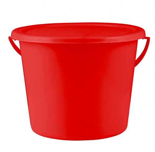 PFIFF 102361 cleaning set, lockable cleaning bucket filled, cleaning box horse care, red