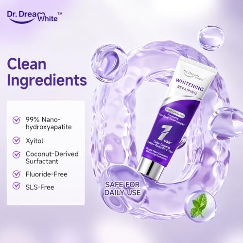 Dr.DreamWhite Purple Color Correction Whitening Toothpaste, 4oz, Pack of 2 4 Ounce (Pack of 2)