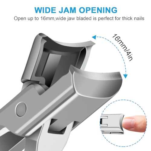 VELKOMIN Heavy Duty Nail Clippers for Thick Toenails for Men, 15 mm Wide Jaw, Ultra-Sharp and Durable Fingernail Toenail Clippers for Thick Hard Ingrown Nails, 18 Months Replacement Warranty
