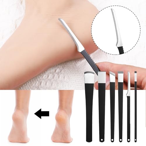 6PCS Ingrown Toenail Removal Kit, Stainless Steel Removal Pedicure Scraper Professional Pedicure Tools Set with Storage Box Callus Shaver Foot Care for Dead Dry Hard Cracked Skin