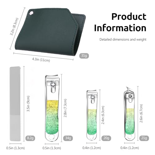 4 Pcs Stainless Steel Nail Clippers Manicure Set, Portable Beauty Tool Professional Grooming Kits, Travel Nail Kit for Men and Women Green
