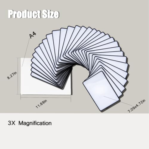 3X Fresnel Lens Page Magnifying Sheet Bulk Set 30Pcs 30