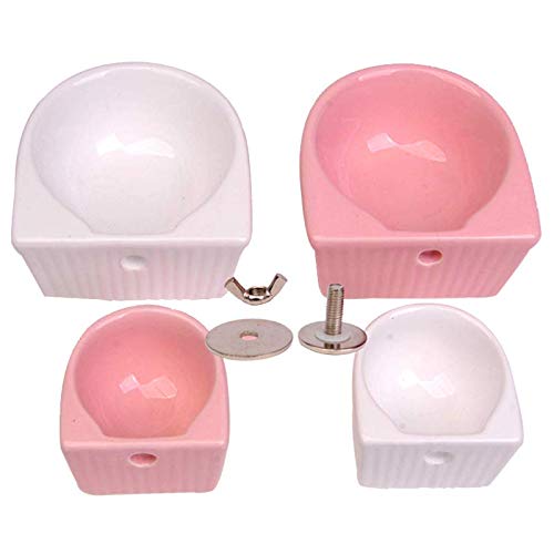 Small Animals Bowl, Detachable Cage Feeder Pet Ceramic Water & Food Feeder, Small Animal Supplies for Rabbit Parrot Squirrels Chinchilla Hamster Ferret (White, M) White Medium - BeesActive Australia