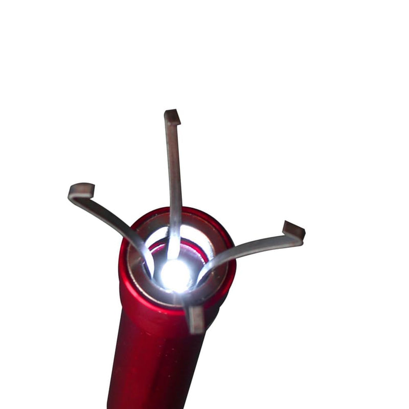 Flexible Claw Pickup Tool with Magnet Tool Flexible telescoping Claw led Light Grabber Extend，Long 28'' Four Claw 4-Claw for Small Parts Pickup Reacher Tool for Mechanics,Jewelry,Kids,etc. (Red) Red