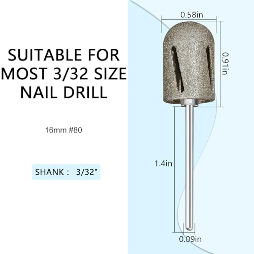 Pedicure Drill Bit,16mm diameter 180Grit Diamond Carbide Foot Nail Drill Bit Pedicure Foot Calluses Sanding Polishing Head for Cracked Skin Corns Callus Removal for Home Salon & DIY 16mm #180