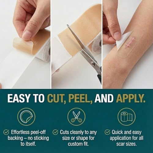 Silicone Scar Tape Roll (60" x 1.6") for Surgical & C-Section Scars 1.6"x60" Beige