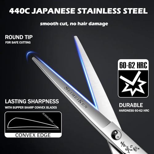 Hair Cutting Scissors Kit Professional, 6” Japanese 440C Shears Sliver-5pcs