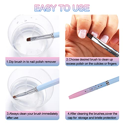 2Pcs Nail Clean Up Brushes, Nail Brushes for Cleaning Polish Mistakes 2 Pcs Round&Angled Nail Brushes for Cleaning Polish