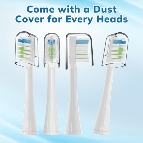 6 Pack Replacement Replacement Brush Heads for 𝗪𝗮𝘁𝗲𝗿𝗽𝗶𝗸 𝐒𝐨𝐧𝐢𝐜-𝐅𝐮𝐬𝐢𝐨𝐧 Flossing Toothbrush Compatible with Sonic Fusion SF01/SF02 and Sonic Fusion 2.0 SF03/SF04- White with Caps 6p White