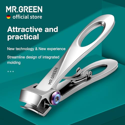 MR.GREEN Nail Clippers Wide Jaw Opening Stainless Steel Fingernail Clipper Thick Hard Toenail Cutter Manicure Scissors Tools (Nail Clipper (Large)) Nail Clipper (Large)