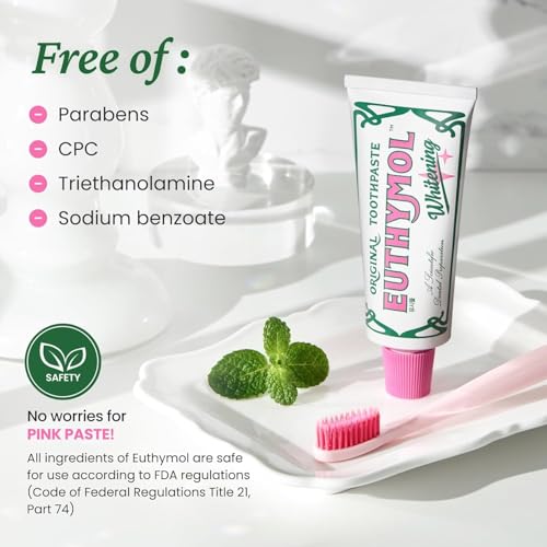 EUTHYMOL Whitening Toothpaste, Stain Removal in 2weeks | 3.7 floz*2 (2Pack) Pack of 2